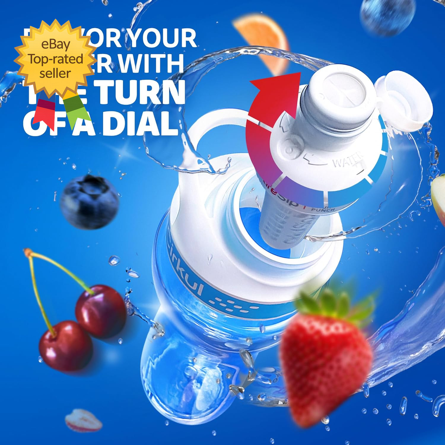 22Oz. Bpa-Free Plastic Water Bottle Starter Kit with Blue Lid 2 Flavor Cartridg