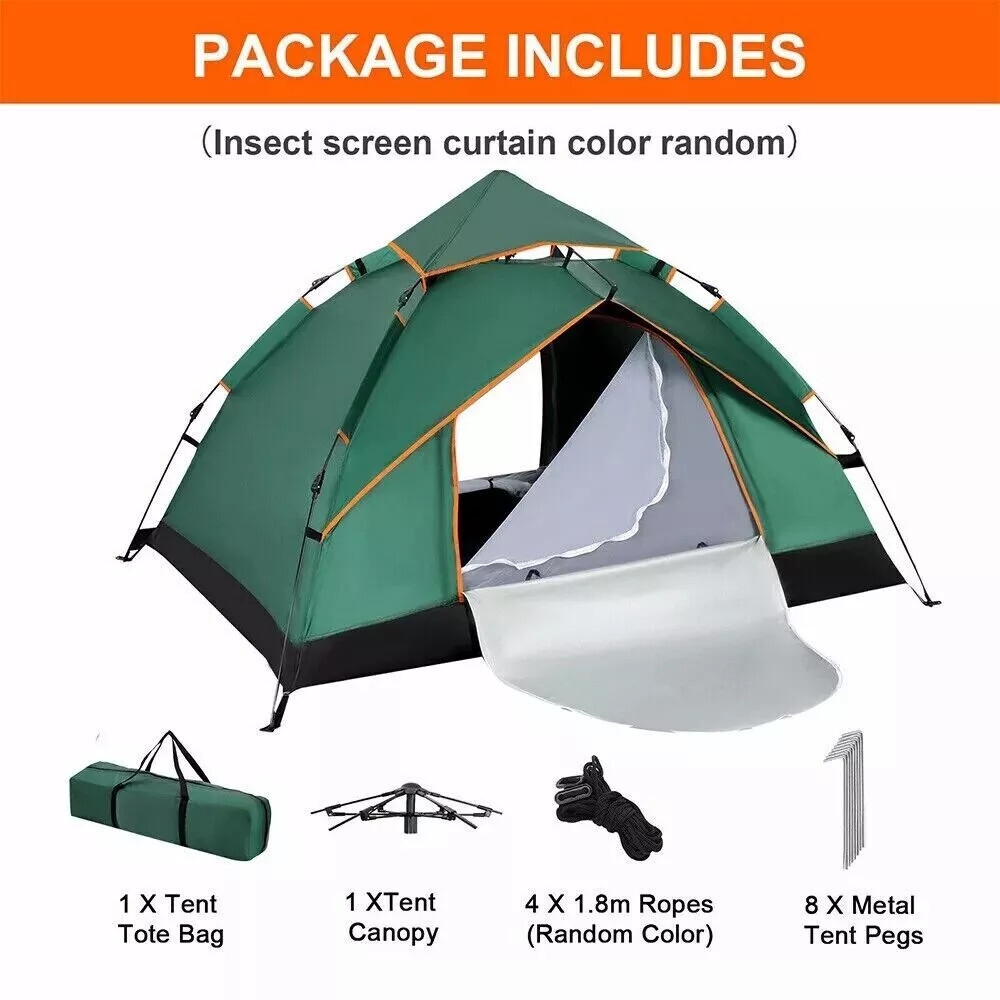 3-4 Person Pop Up Tents Waterproof Windproof Instant Tent for Camping Hiking