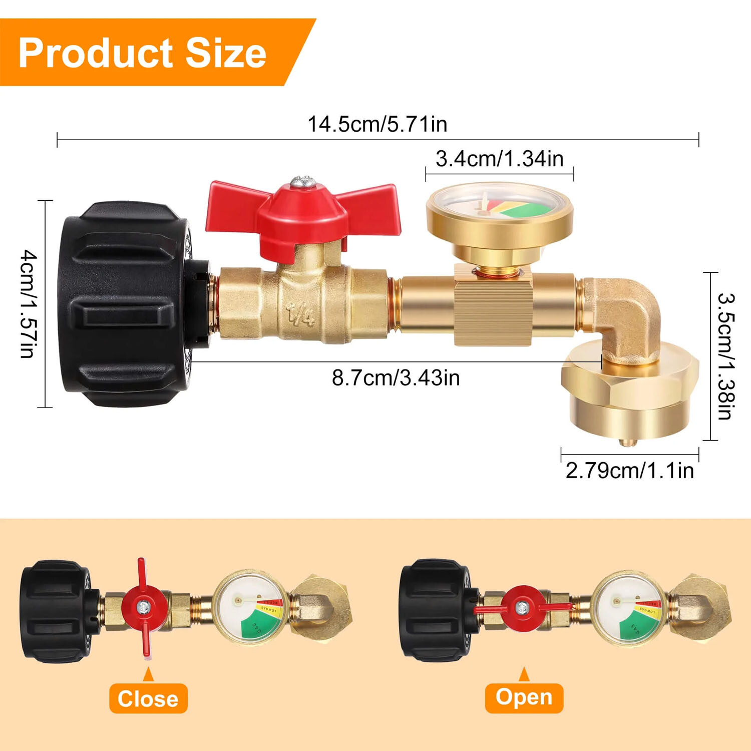 NEW 1Lb To 20Lb Tank Propane Refill Adapter With Gauge And ON-Off Control Valve