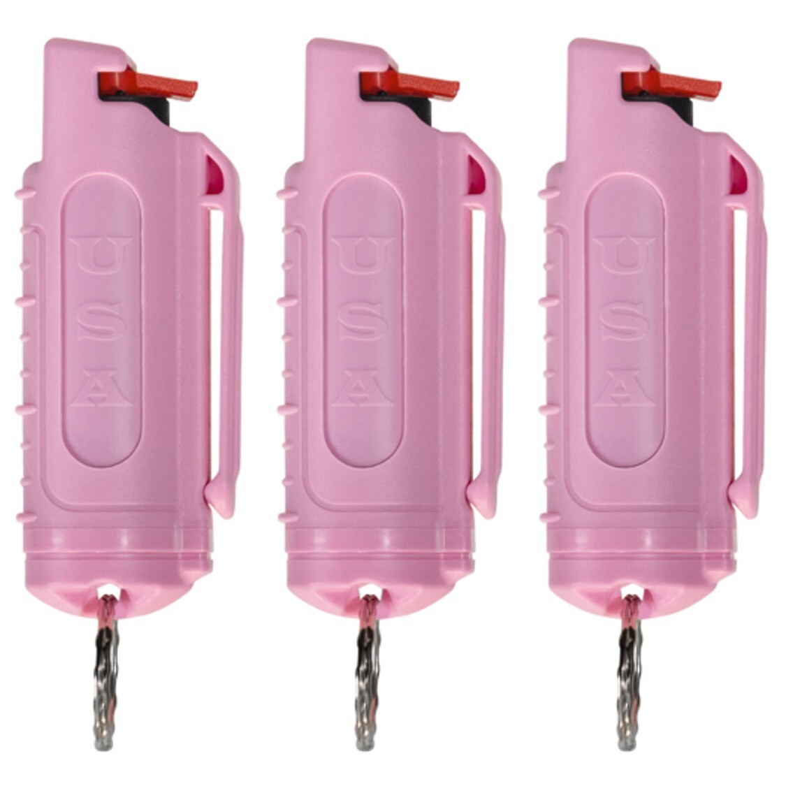 3 Police Magnum pepper spray .50oz pink molded hardshell keychain self defense