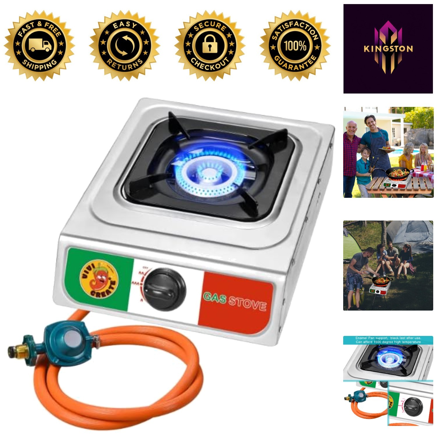 Compact and Lightweight 10000 BTU Outdoor Stove – Includes Regulator and Hose