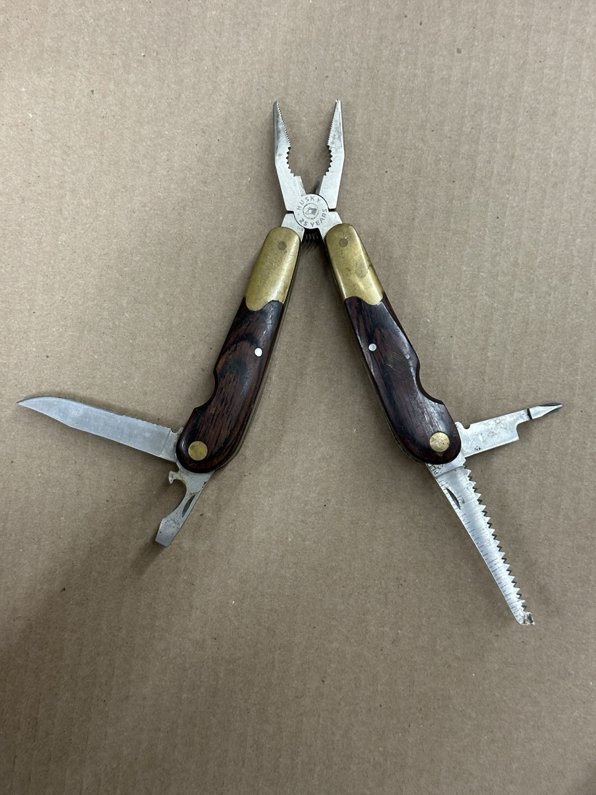 HUSKY 25 Years 25th Anniversary Limited Edition Multi-Tool Brass Wood vintage