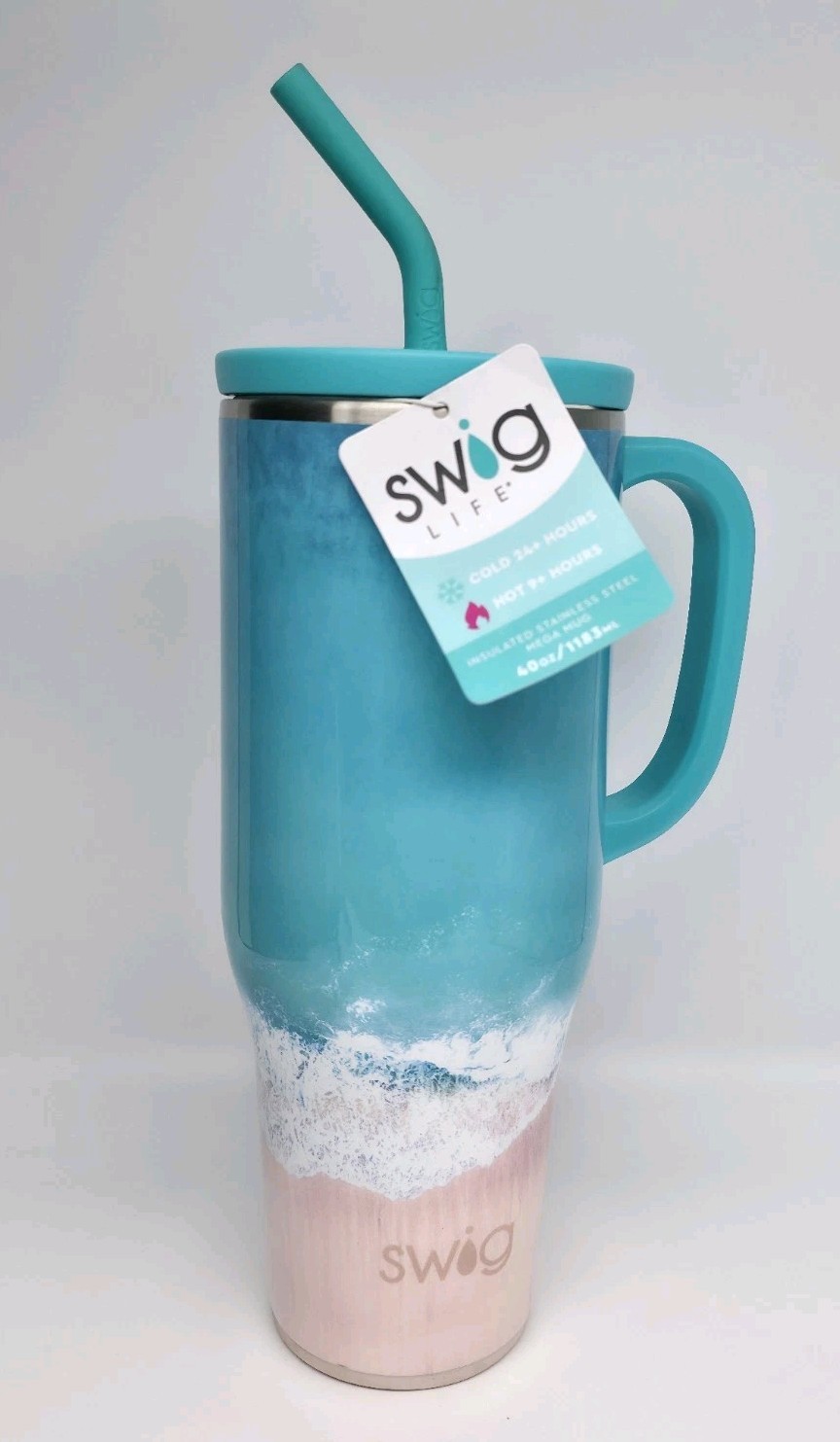 40 Oz Swig High Tide Insulated Mega Mug Tumbler w/Handle/Lid/Straw