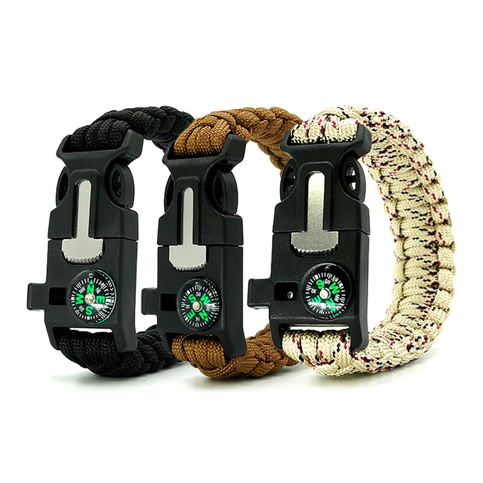 Survival Bracelet,Practical Five Functions, Fire Starter, Loud Whistle, Relia…