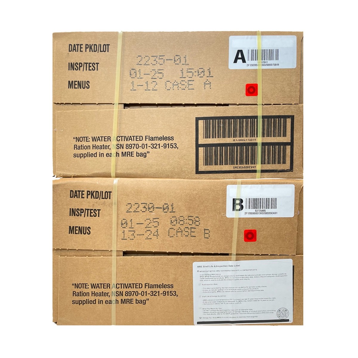 MRE U.S. Military Ready to Eat Meals INSP 2025 1, 2 or 48 Case
