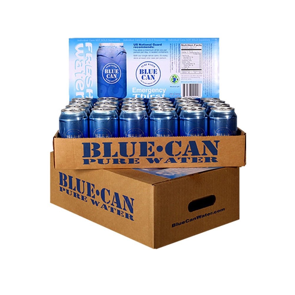 Blue Can Emergency Water – 24 Pack, 12 Fl Oz 50yr Eco-Friendly, USA Made