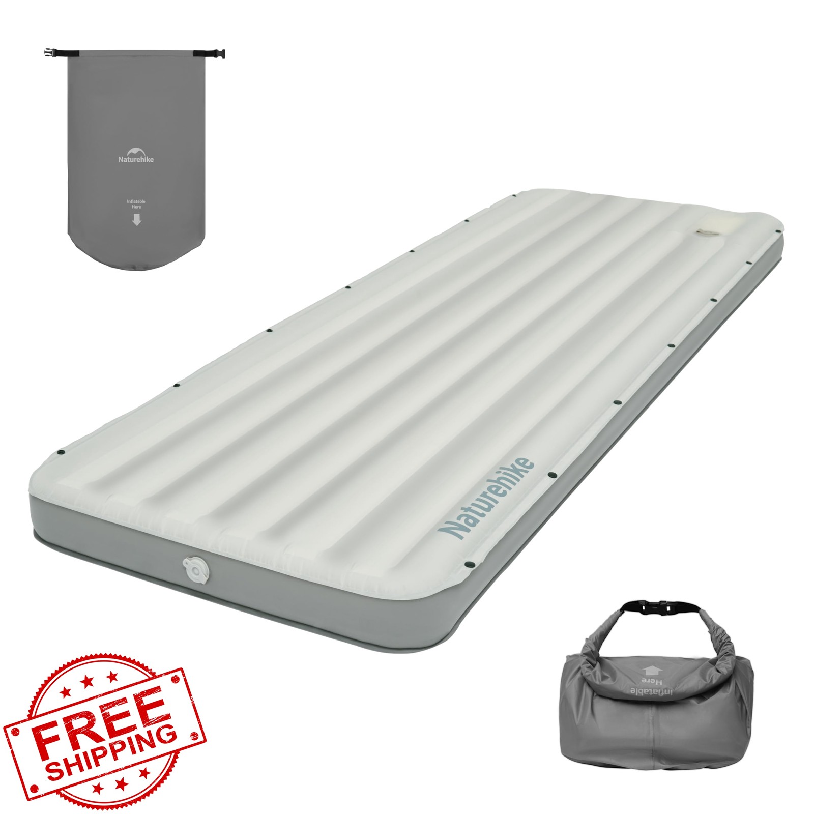 Naturehike Grey Ultralight Sleeping Pad Insulated Inflatable 10cm Thick