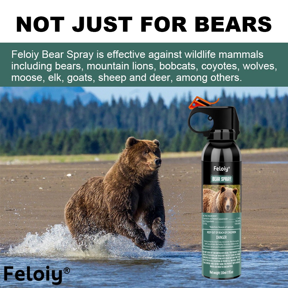 Feloiy ULTRA HOT BEAR Deterrent Repellent Spray 11oz w/ Holster ALL SPECIES