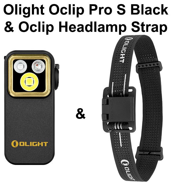 Olight Oclip Pro S Black Multifunctional Clip Light & Oclip Headlamp Strap