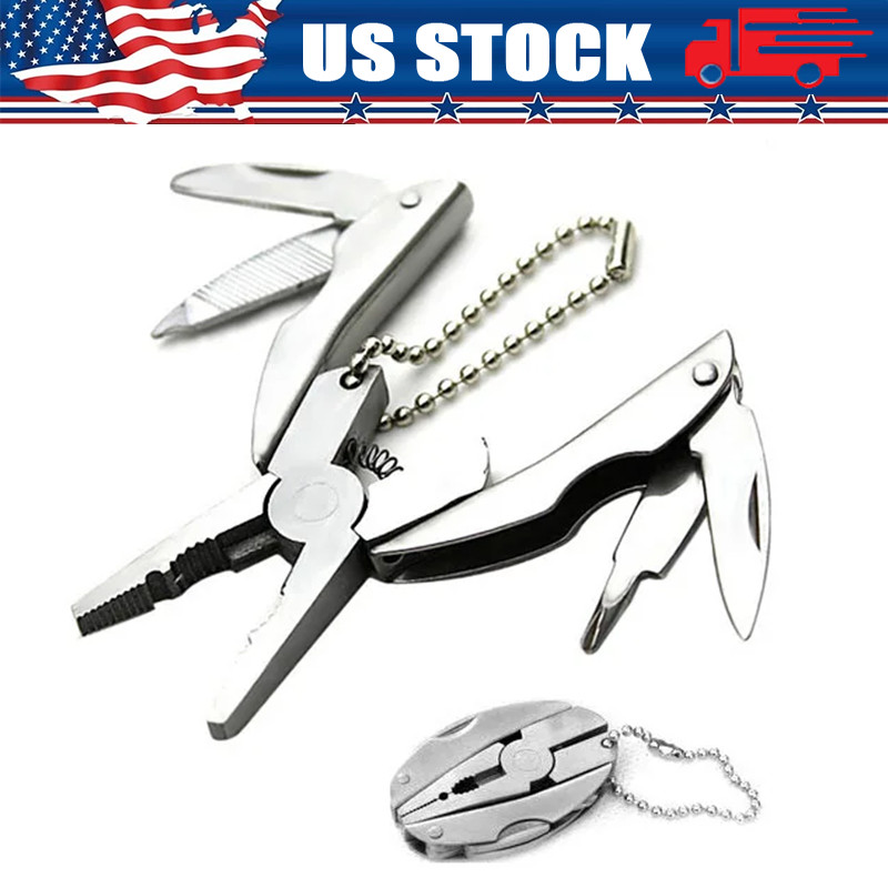 Pocket Multi Tool Pliers Mini Folding Key Chain Fishing Camping Small Pliers Lot