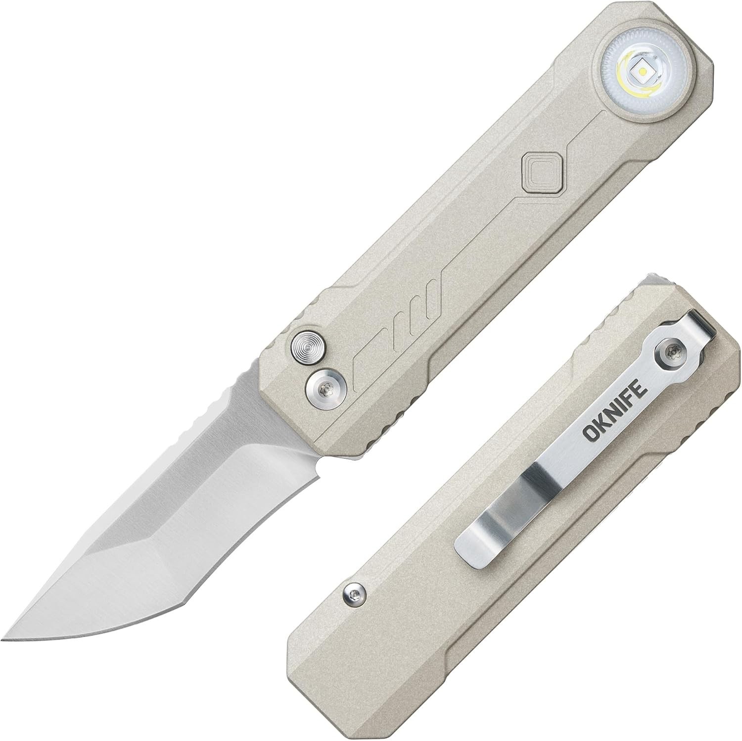 OKNIFE LK Folding Knife with Rechargeable Flashlight & RGB Light