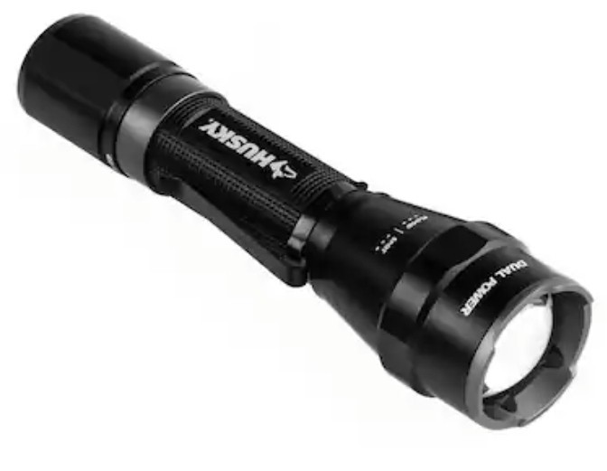 Husky 1800 Lumens Dual Power LED Rechargeable Tactical Focusing Flashlight