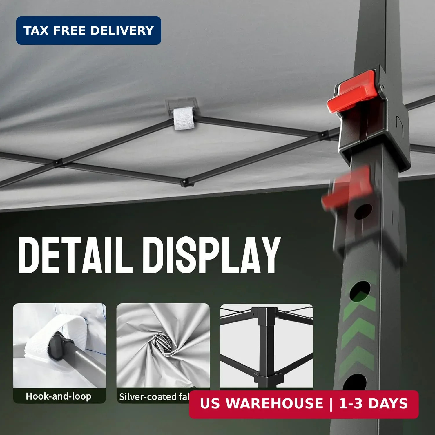 CROWN SHADES 10×10 Pop Up Canopy Tent – Patented Center Lock One Push Instant Ou