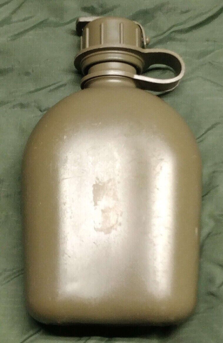 USGI Military 3 Pc Set 1QT OD Canteen MOLLE ACU Pouch Cover & Stainless Cup VGC