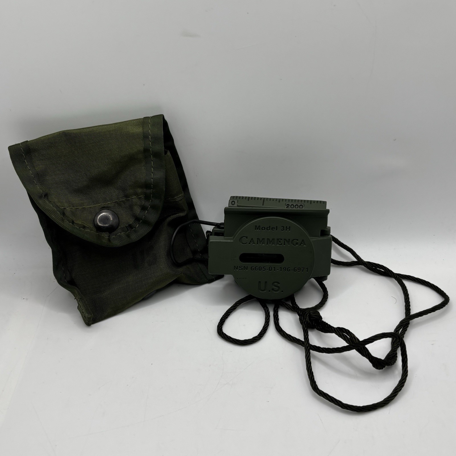 Cammenga Compass Model 3H Military NSN 6605-01-196-6971 TESTED Olive Pouch