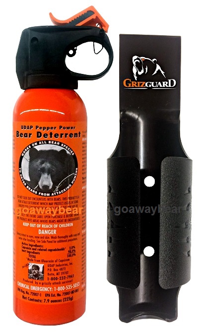 UDAP 12VHP Pepper Power Bear Spray Repellent w/ NEW Griz Guard Holster 7.9oz NEW