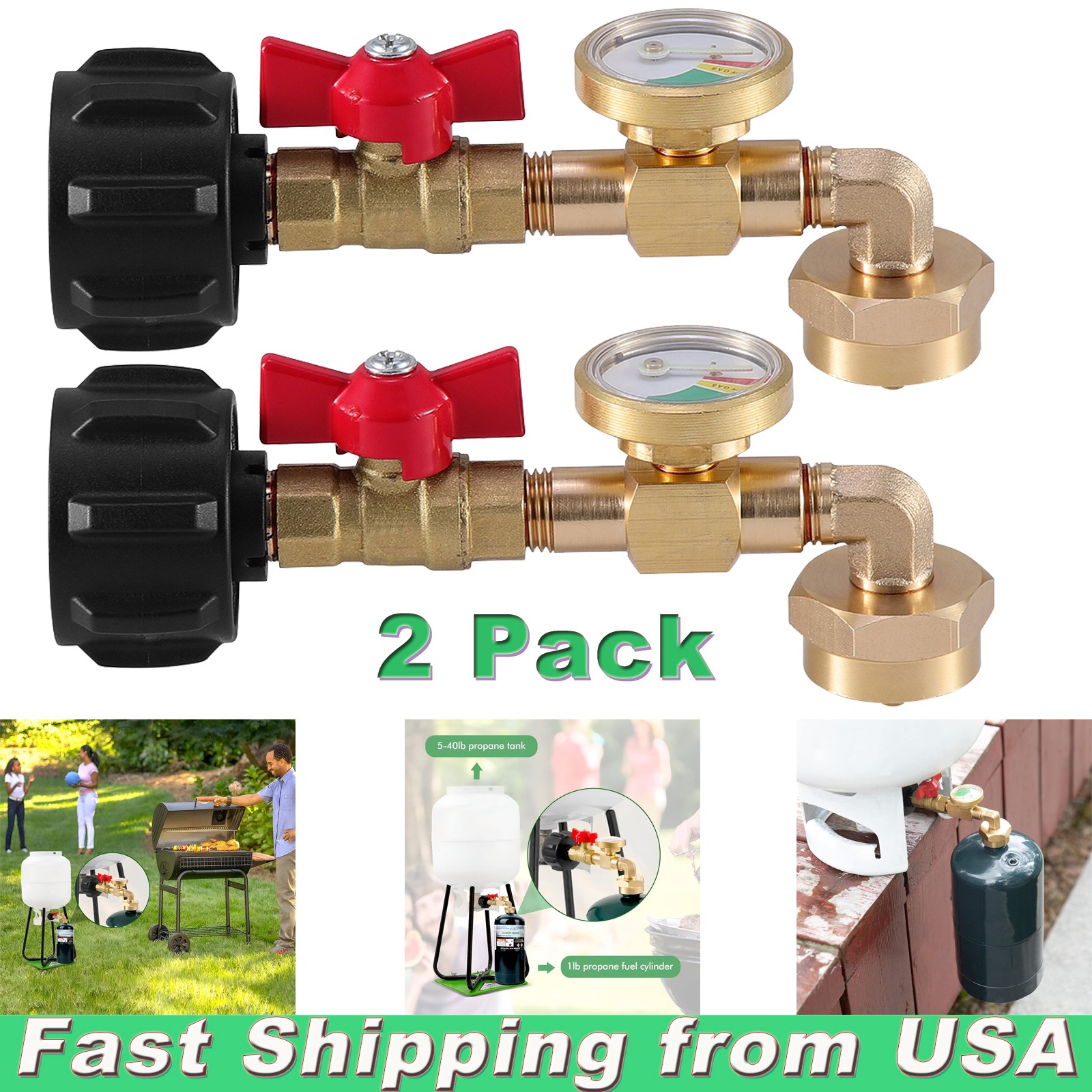 1Lb To 20Lb Tank Propane Refill Adapter With Gauge And ON-Off Control Valve US