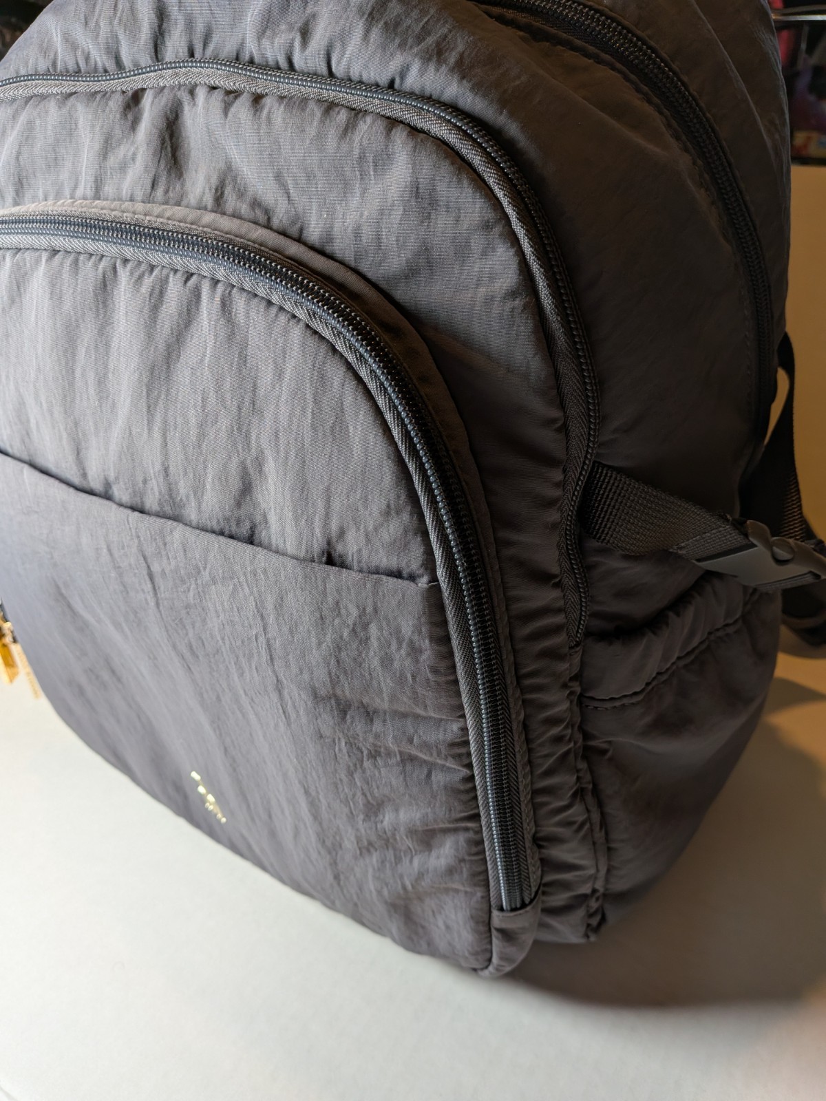 IMNYC Gray Insulated Backpack, Zip Closure, Zipper Accents, Unisex Adults