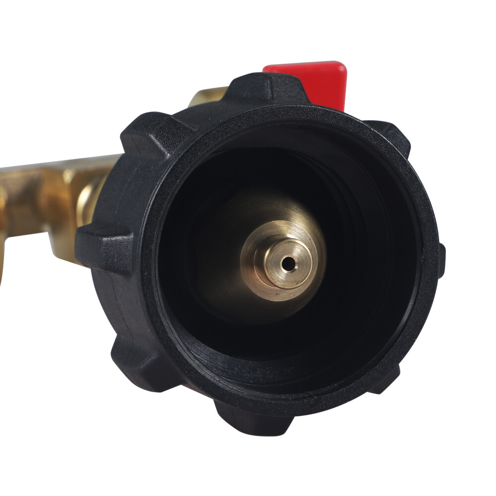 New Propane Refill Adapter 1Lb To 20Lb Tank With Gauge & ON-Off Control Valve
