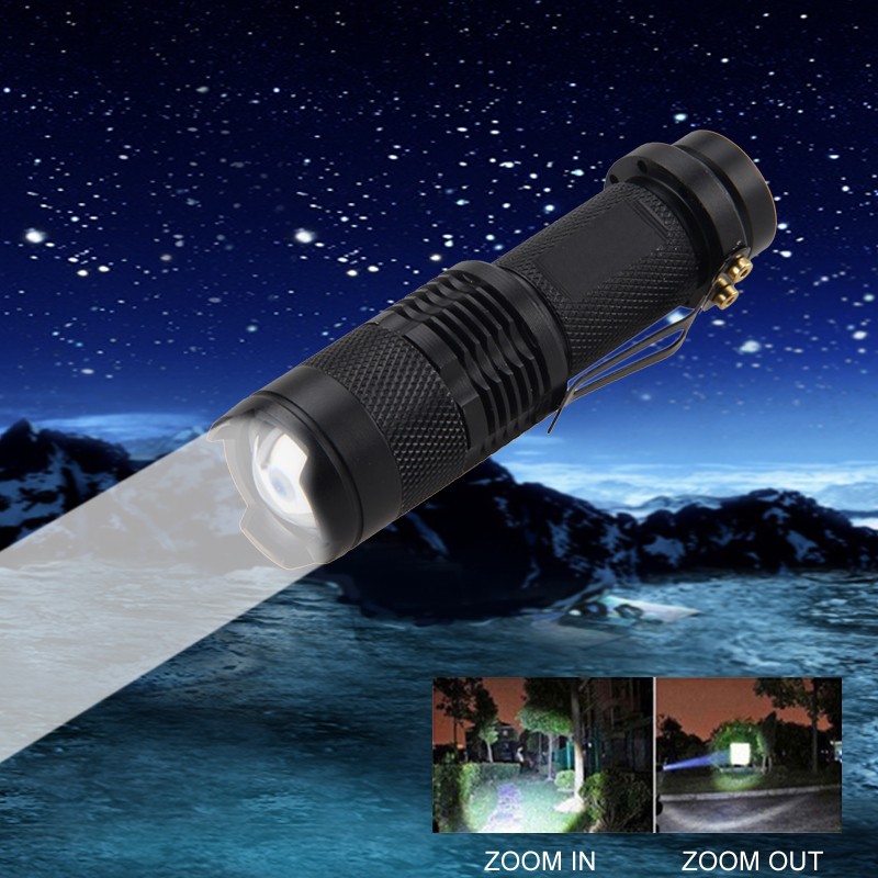 2PCS 1200Lm Mini LED Super Bright Zoom Flashlight Powerful Camping Lamp Torch