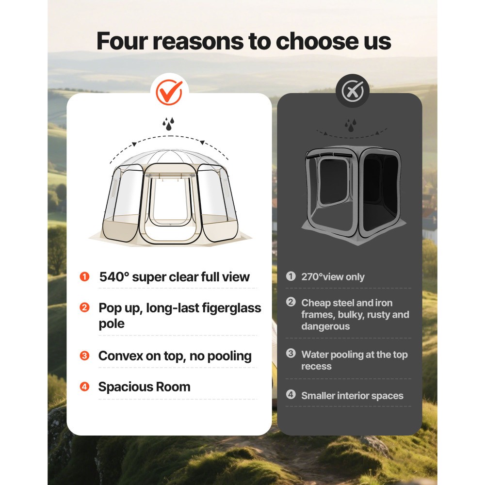 Transparent 12×11.1 ft Pop‑Up Bubble Tent 10‑12 Person Outdoor Dome Shelter