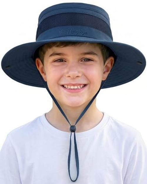 Kids Sun Hat UPF 50+ Toddler Summer Bucket Hat Outdoor 5-13 Years Dark Blue
