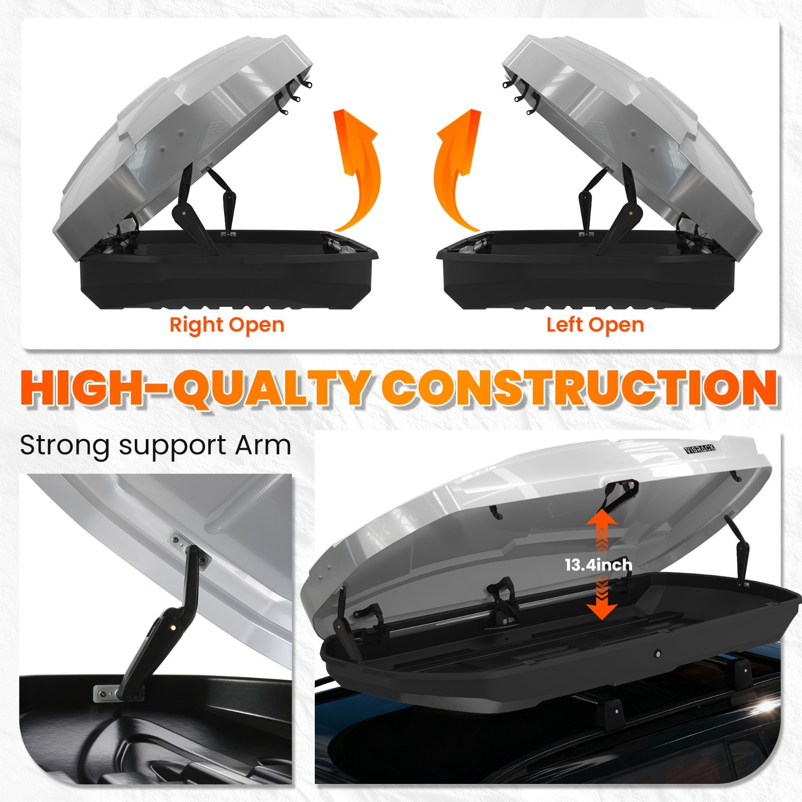 26 ft³ Heavy Duty ABS Vehicle Roof Top Storage Box Cargo Luggage Carrier 2 Locks