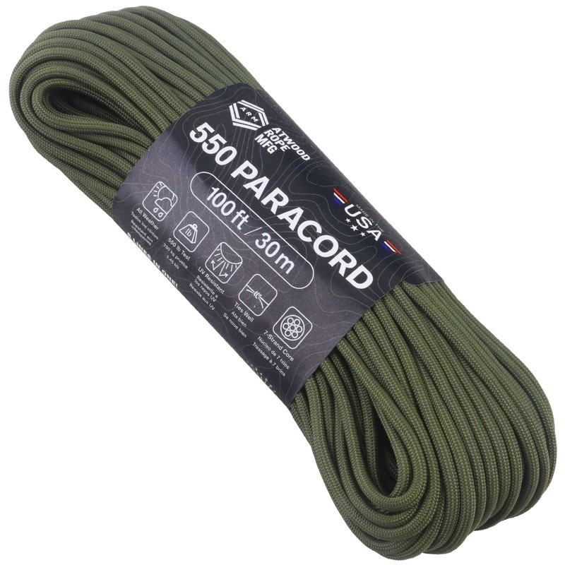 Atwood 550lb Tensile Strength Paracord 100 ft. USA Made Type III Mil Spec Cord