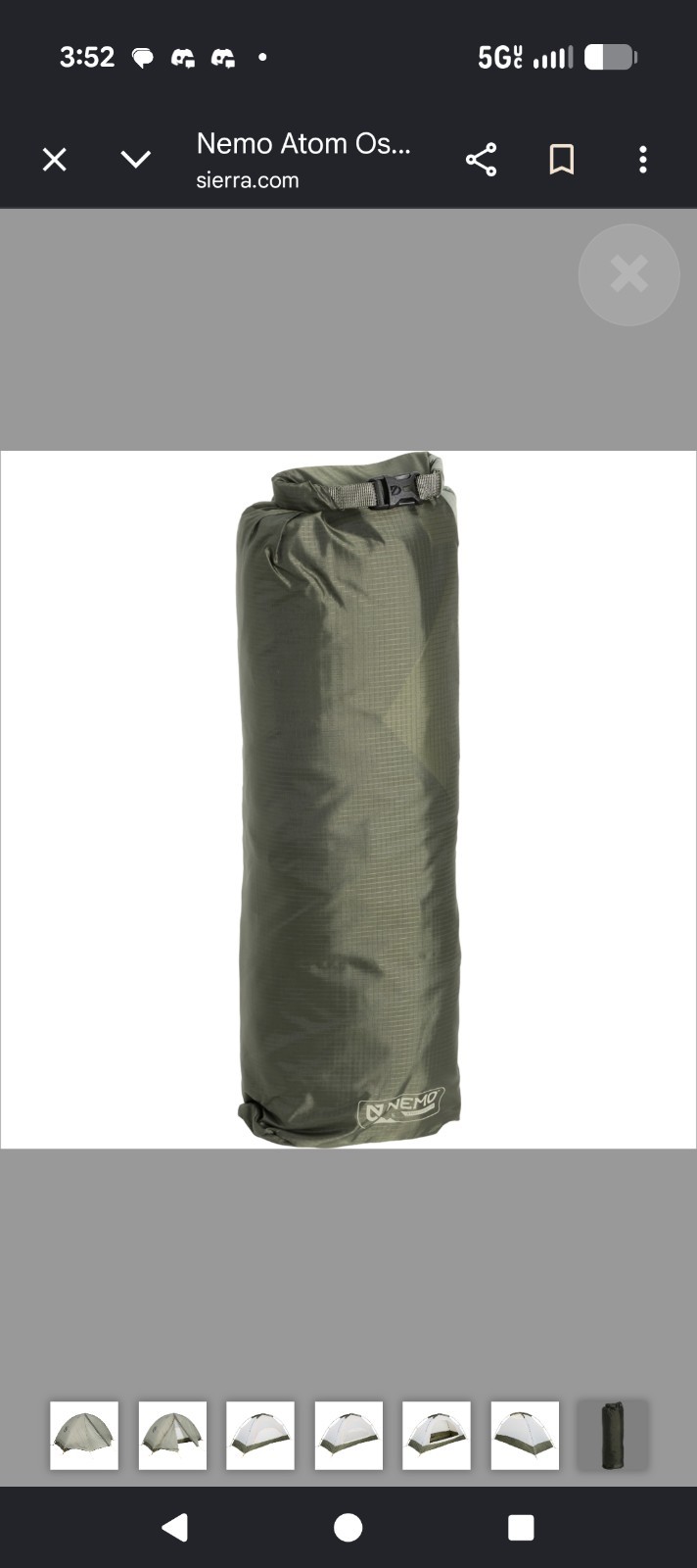 Nemo Atom Osmo Backpacking Tent 1 Person, 3Season MARSH/BOREAL Motorcycle Camp
