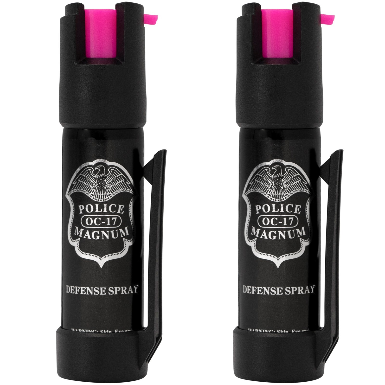 2 Pack Police Magnum Hot Pink pepper spray .75oz HP bottom clip self defense Kit