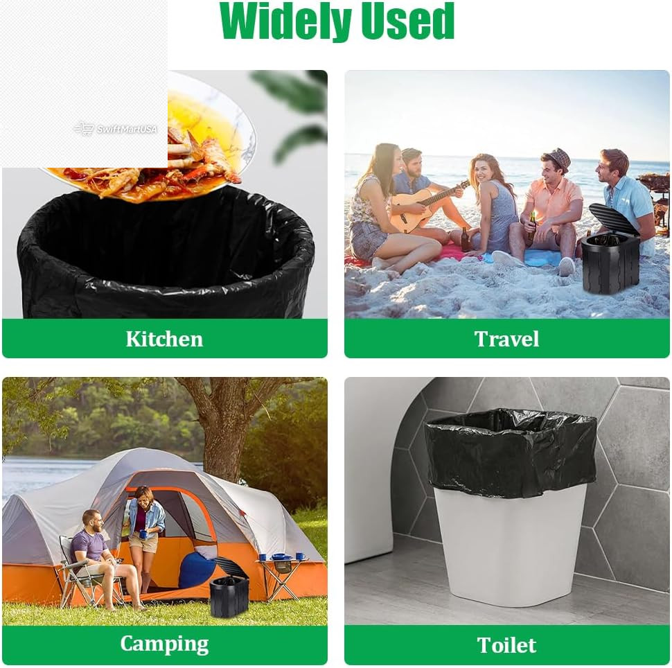 120 Pack Portable Camping Toilet Bags Camp Potty Liner Waste Bags Thickened 6Rol