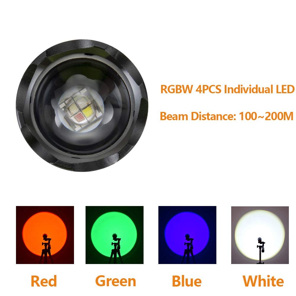 X004 Multicolor Flashlight Red Light Green Light Usb Rechargeable Blue Light Fla
