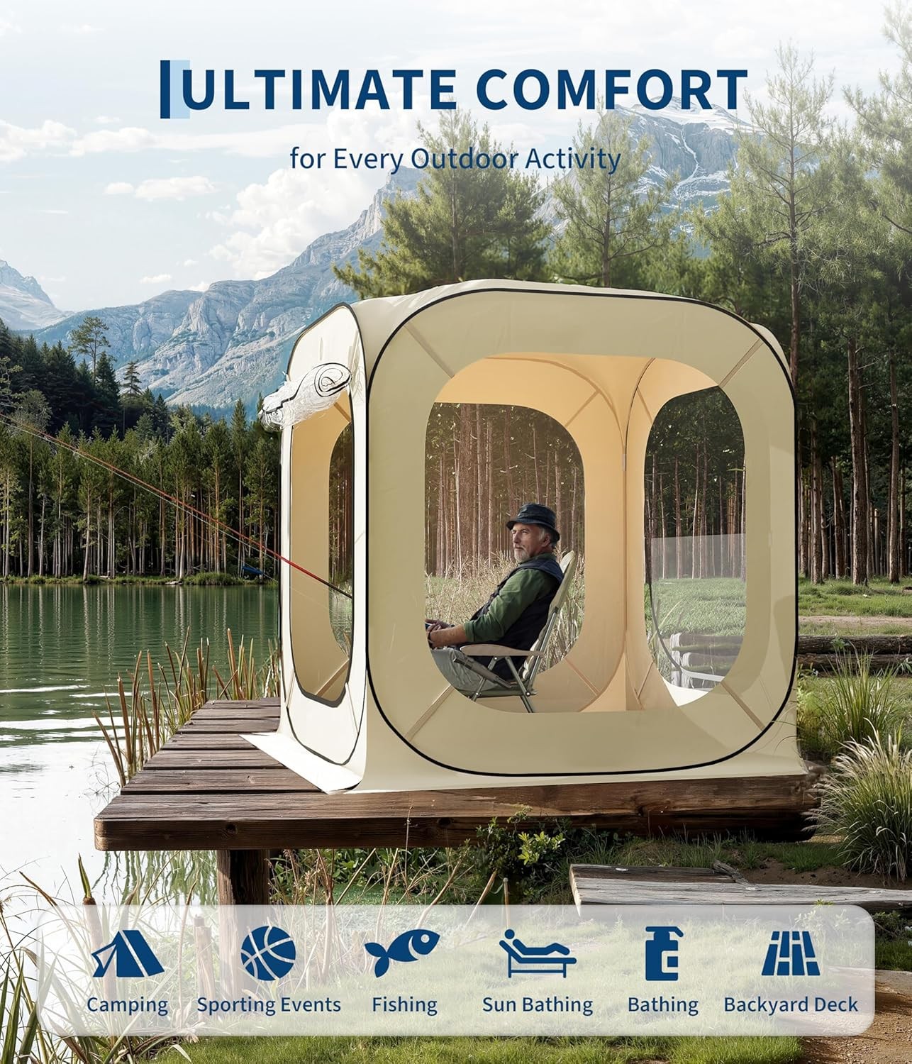 6 x 6 FT Pop Up Gazebo Tent Pop-Up Screen Canopy Sun Shelter Mosquito Netting