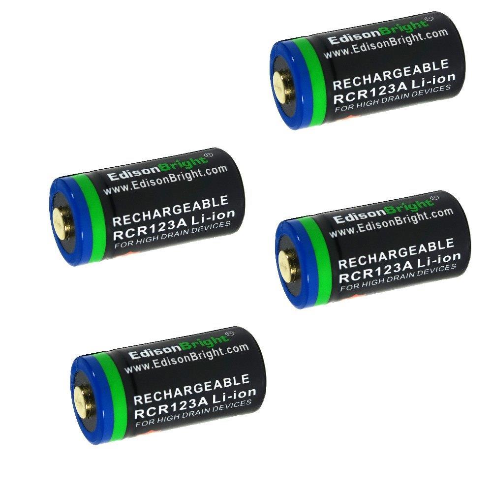 4 Pack EdisonBright 16340 RCR123A 650mAh EBR65 rechargeable Li-ion batteries