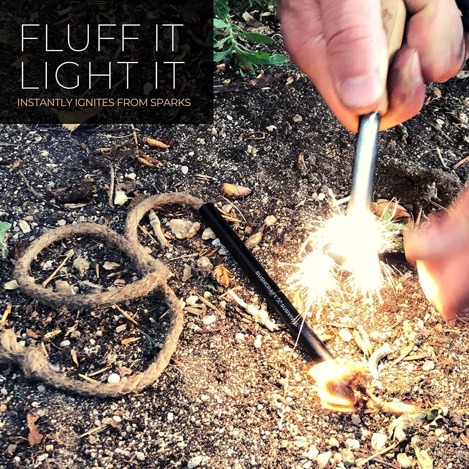 BUSHCRAFT SURVIVAL 1 PACK – Fire Starter Tinder Rope and Bellows