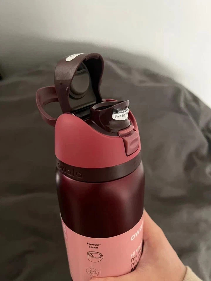 Owala Freesip 32oz Stainless Steel Water Bottle with straw – Black Cherry