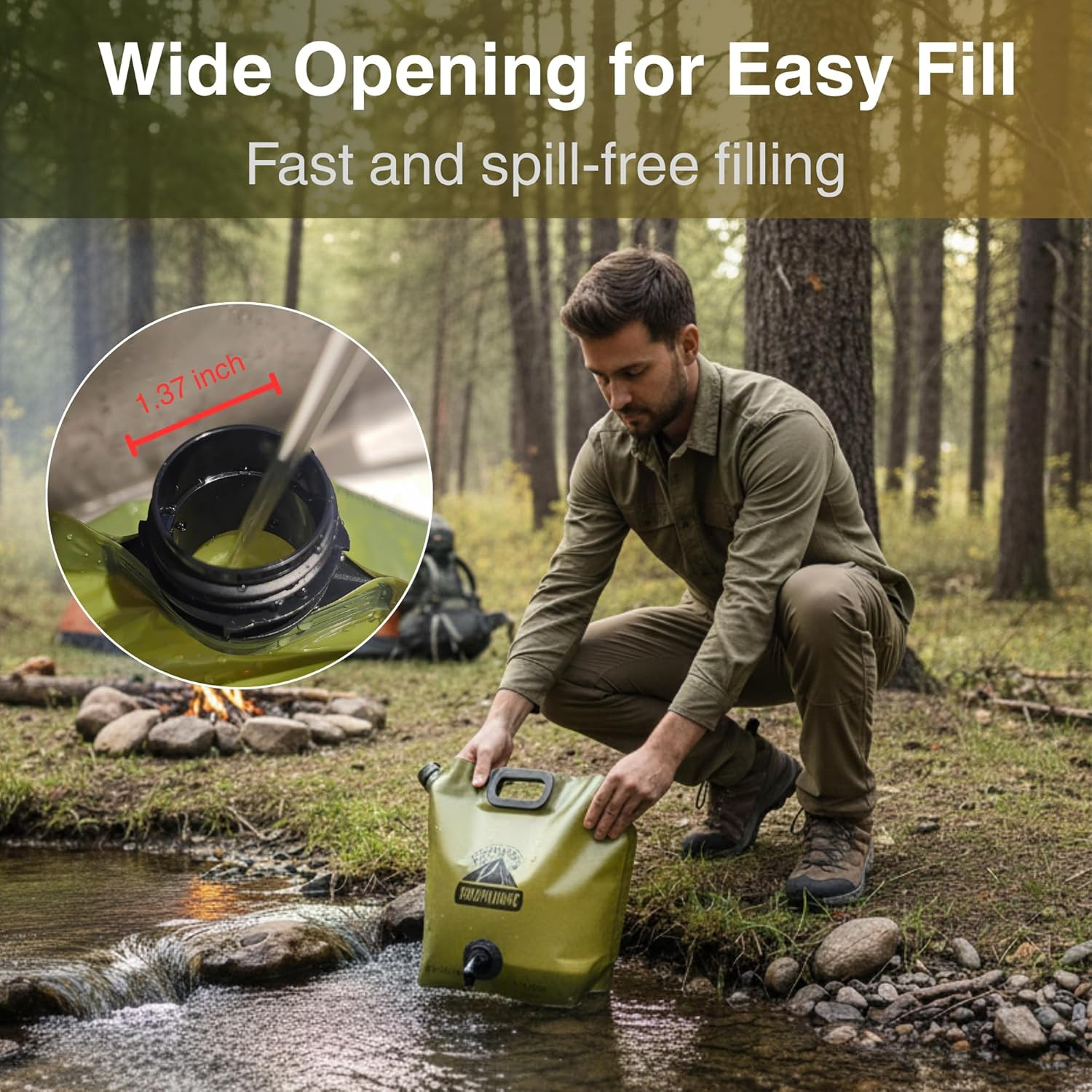 Camping Water Container 2 Gallon Collapsible Water Jug with Spout – Reusable Pla