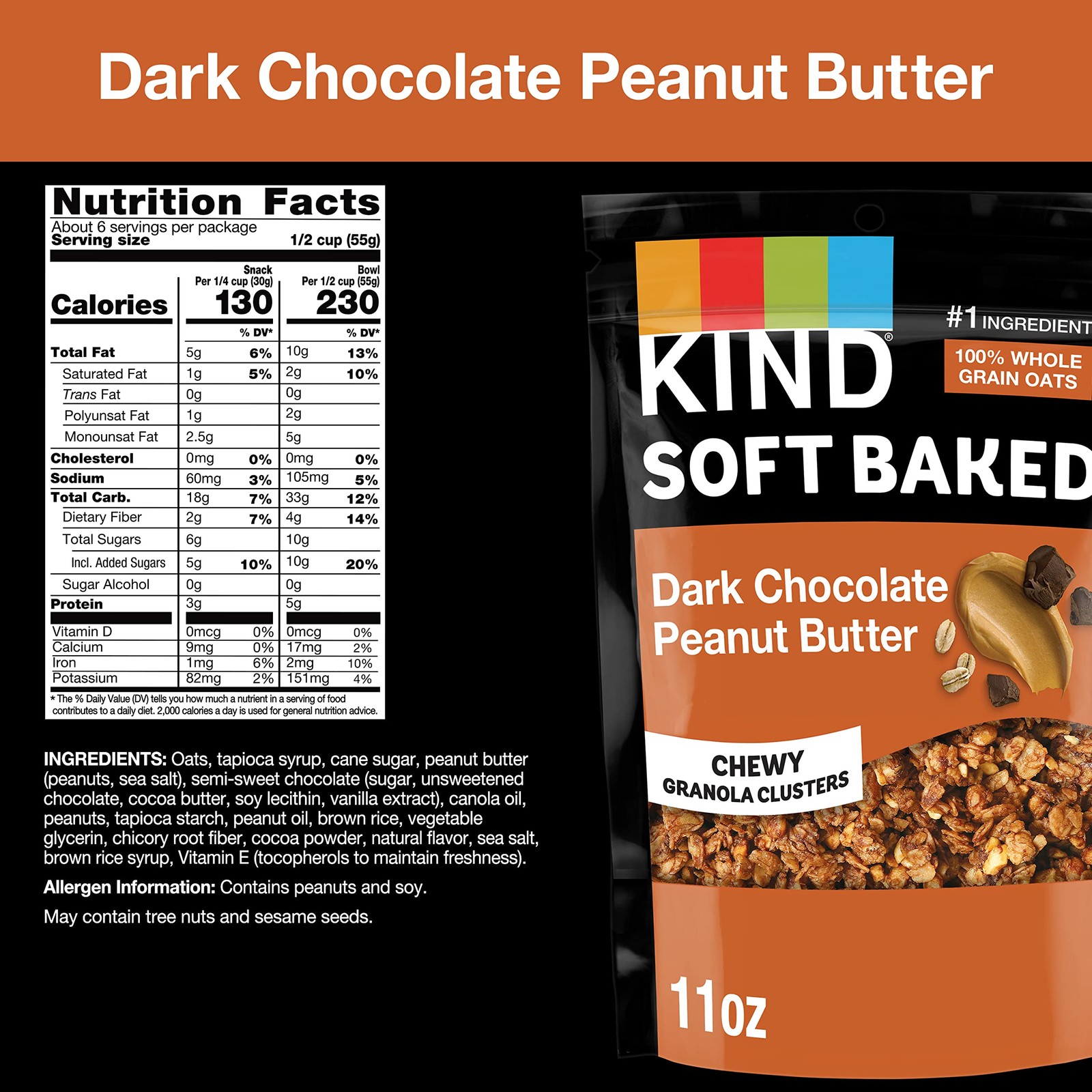 Kind Soft Baked Granola, Dark Chocolate Peanut Butter, 11 Ounce (Pack of 1)