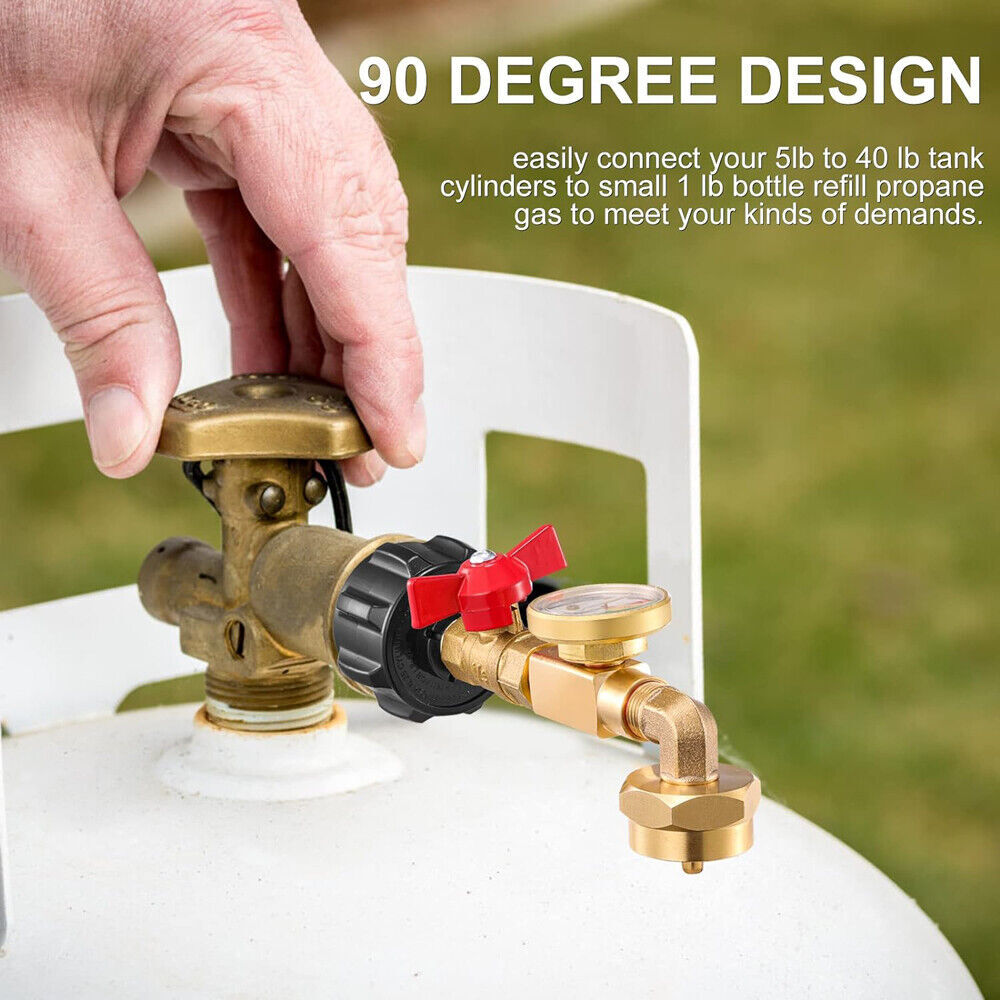 1Lb To 20Lb Tank Propane Refill Adapter With Gauge And ON-Off Control Valve US