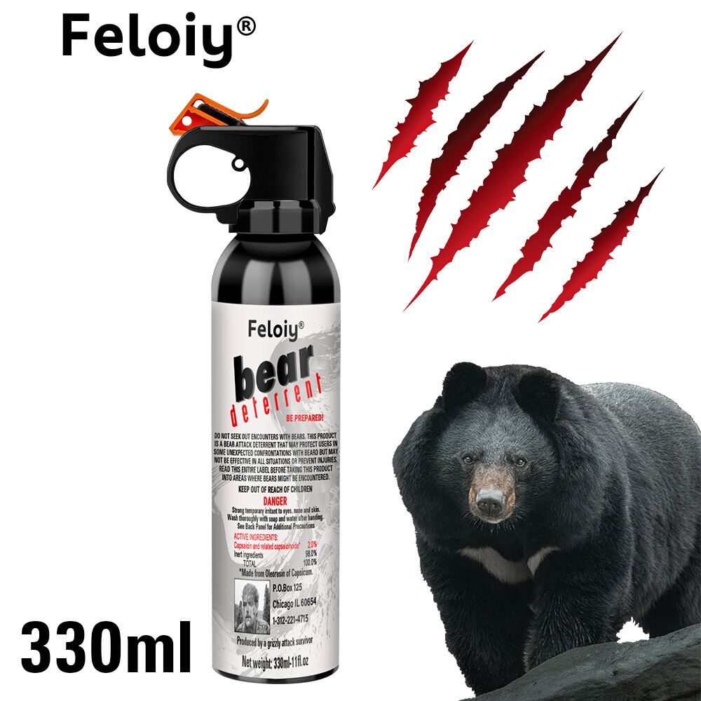 Feloiy 11 Ounce Bear Spray Deterrent with 1 Pack Free peper spray 1/2oz
