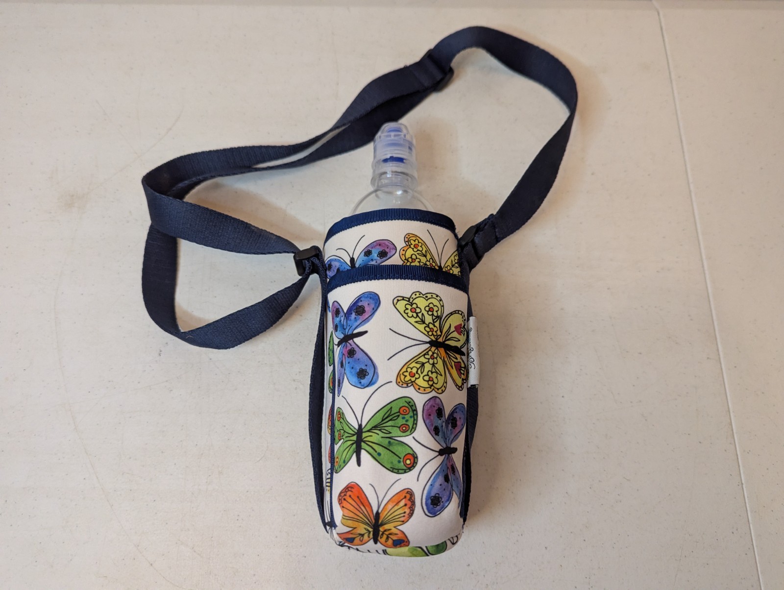Brighton Butterfly Print Water Bottle Holder Crossbody Bag Multicolor 7×3″ EUC