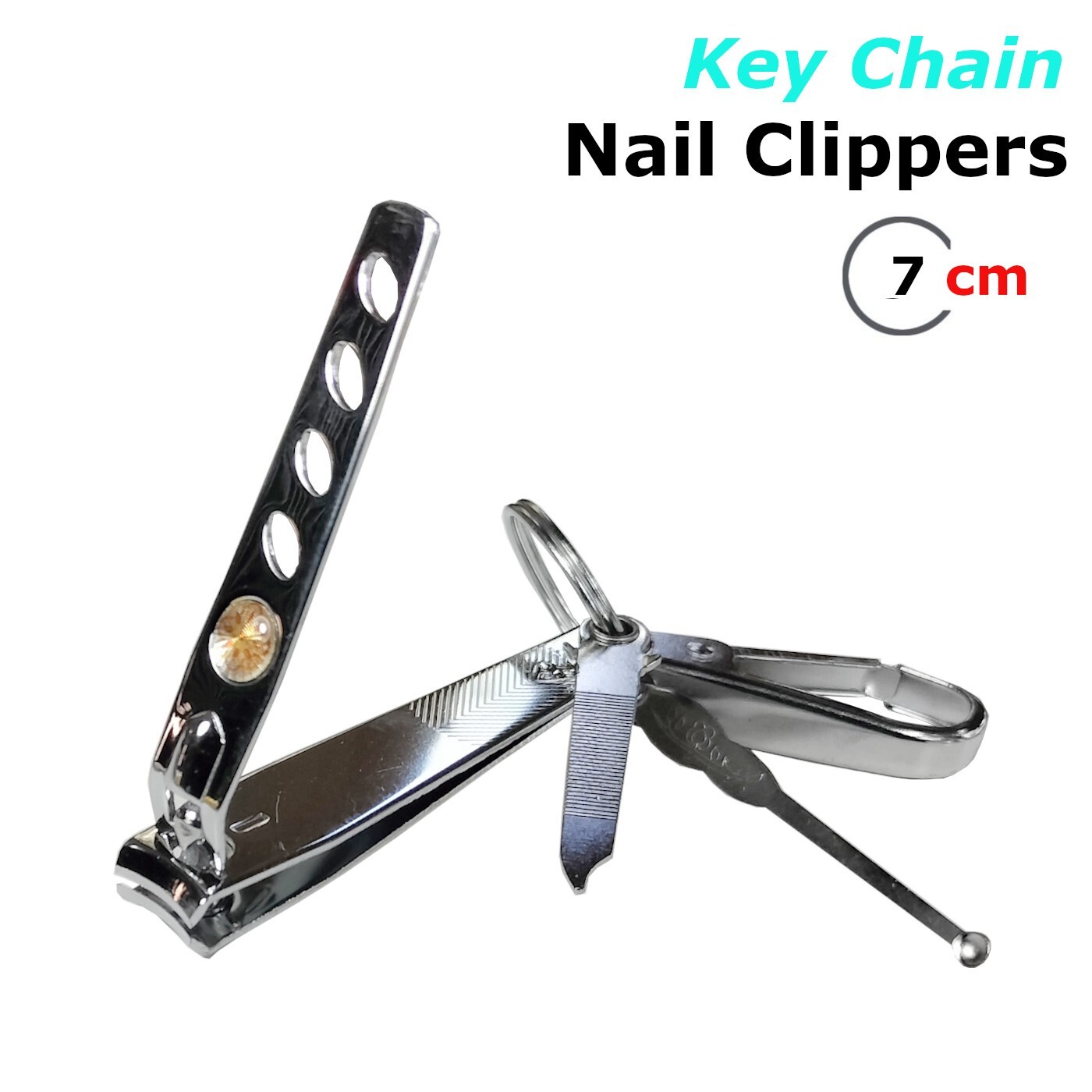 3X 7CM Multi-Function Stainless Steel Keychain Nail Clippers Manicure Pedicure