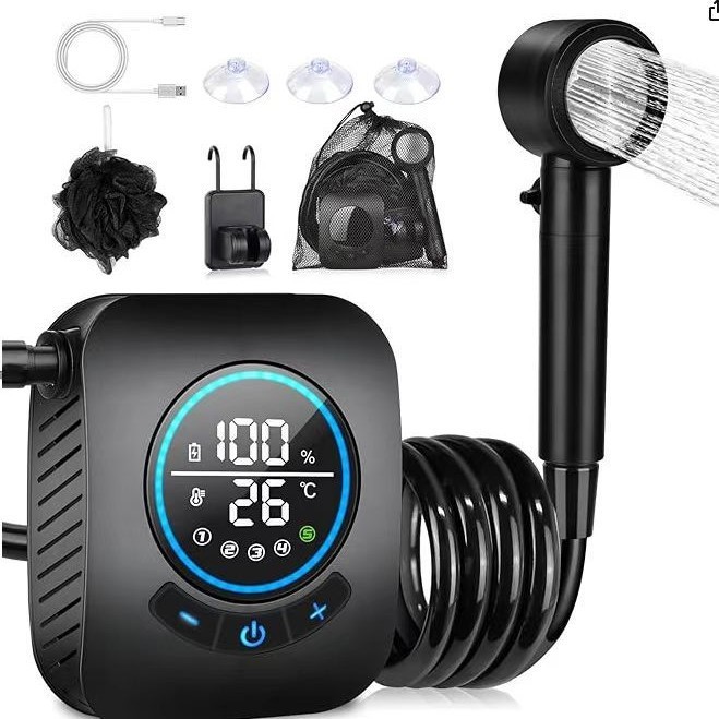 8000mAh Portable Camping Shower Rechargeable Outdoor Camp Pump for Hiking Travel