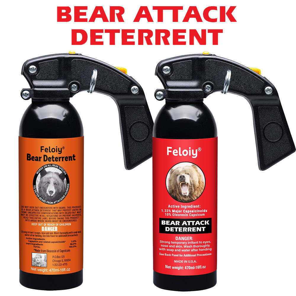 2 Pack Feloiy Bear Repellant Self Defense Spray – 16 oz Bear Attack Deterrent