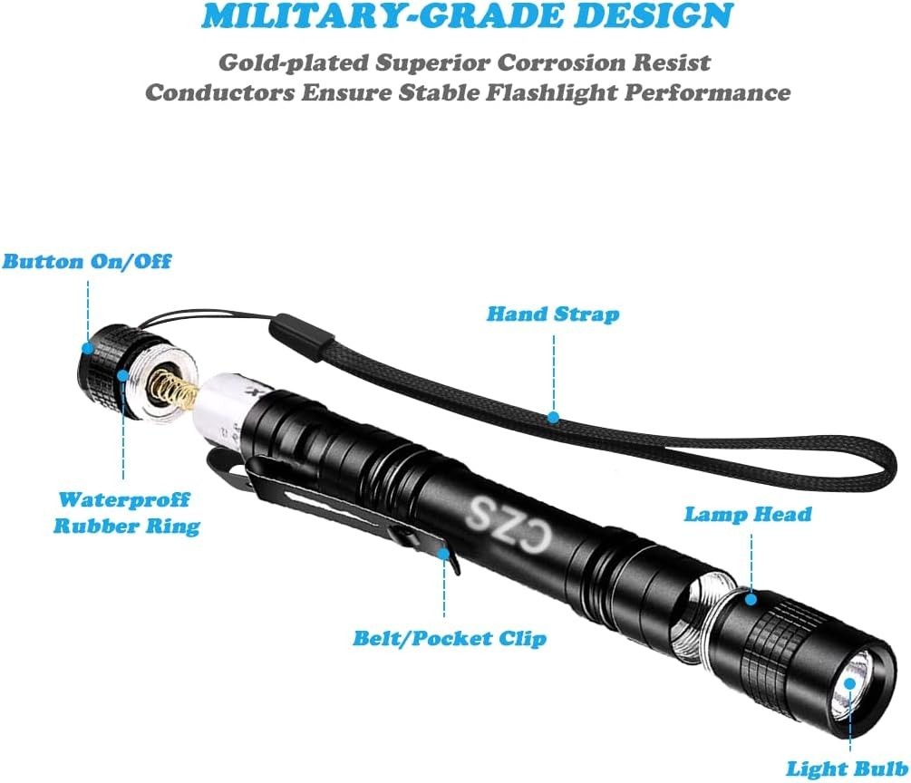 2-Pack Waterproof LED Pen Lights – Small & High Lumens Flashlights