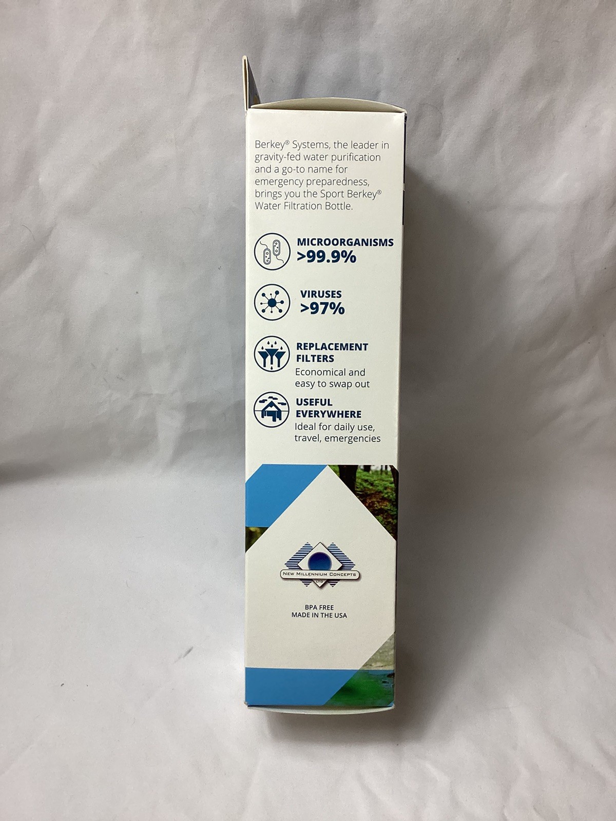 NEW Sport Berkey 22 oz On The Go Water Bottle Water Filtration System Blue