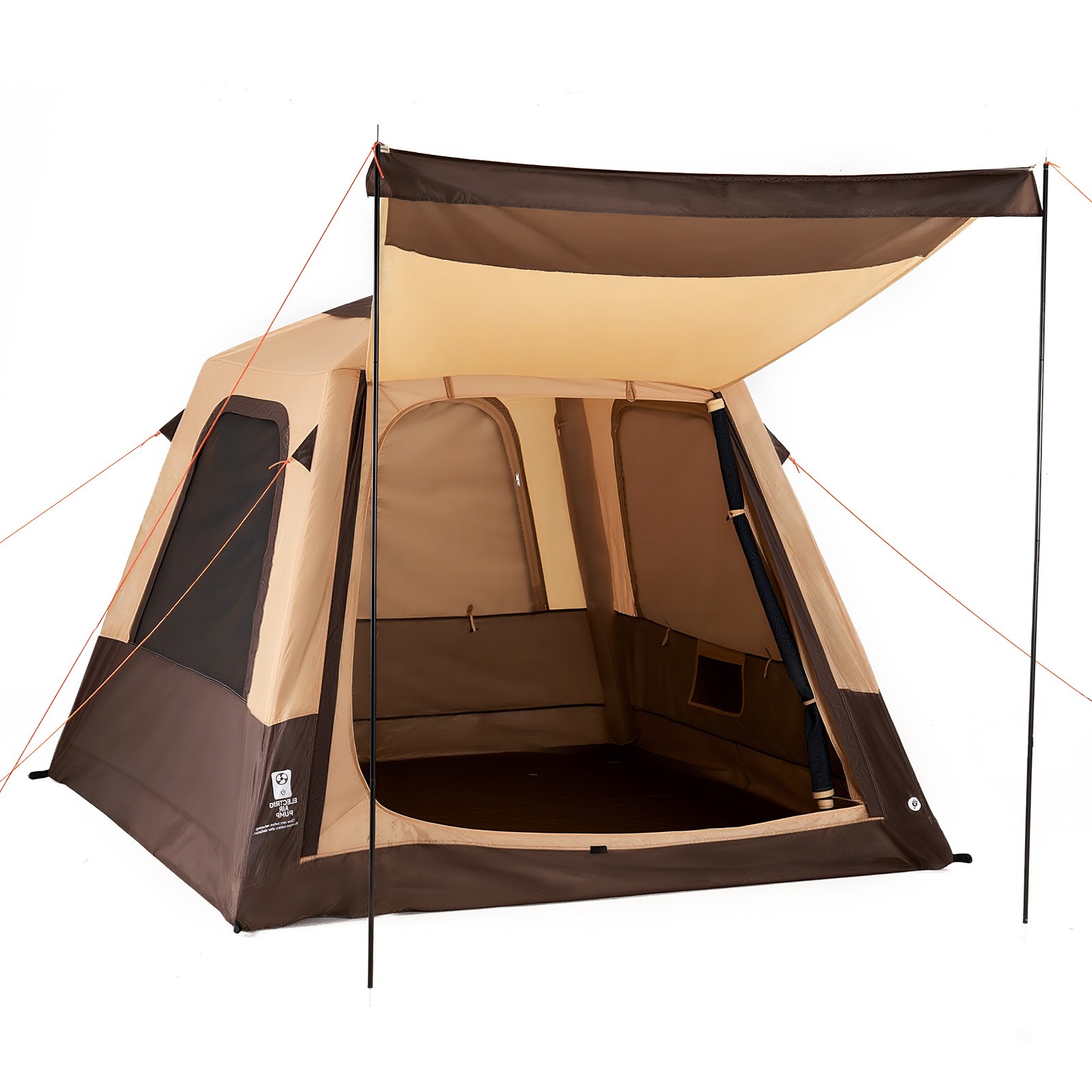 Uimoso 4-Person Inflatable Camping Tent with Rechargeable Air Pump, Beige