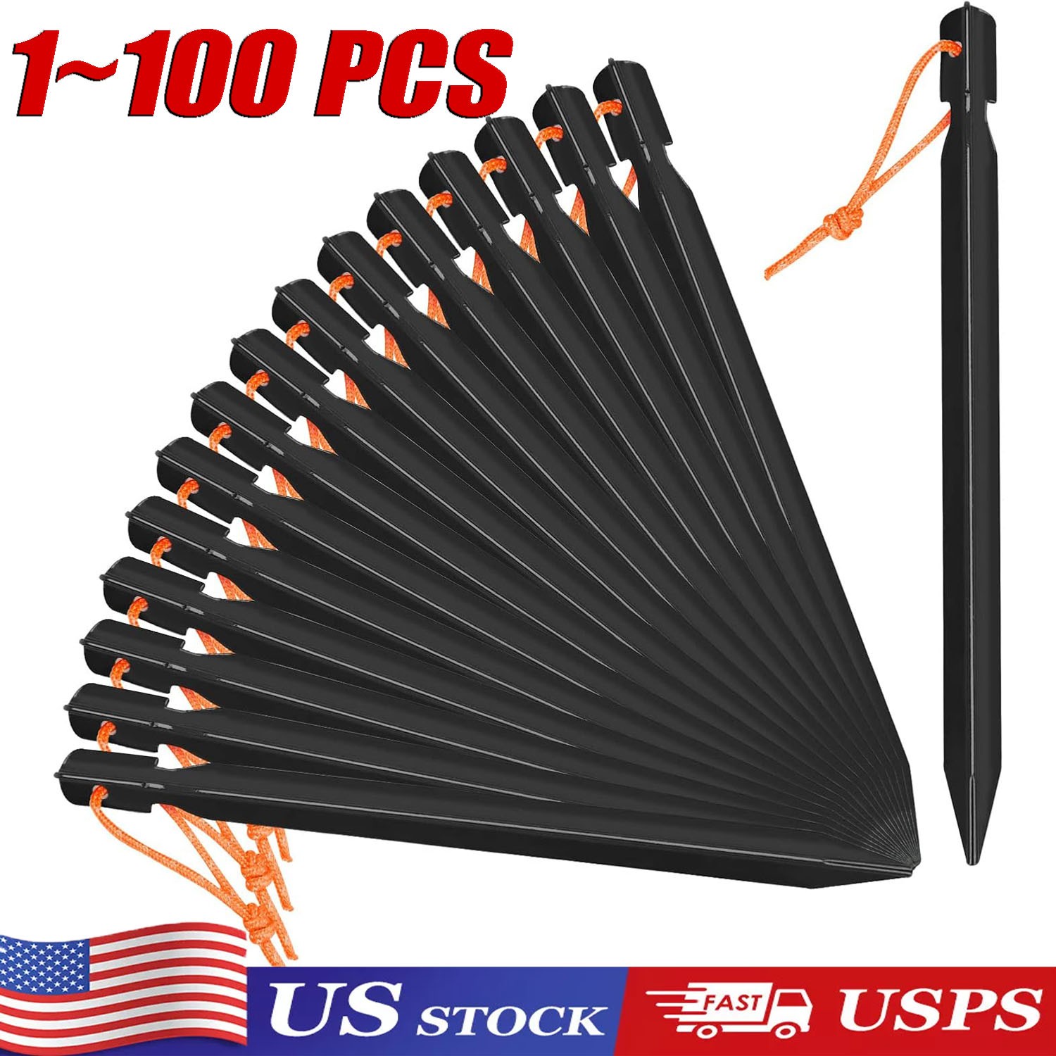 1~200 Pack Tent Stakes Heavy Duty, Aluminum Tent Stakes Pegs, Metal Tent Spikes