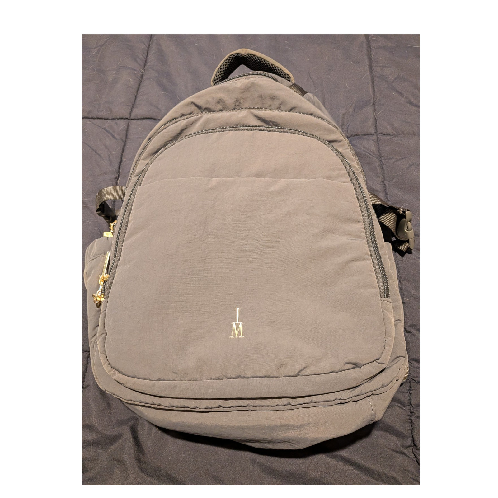 IMNYC Gray Insulated Backpack, Zip Closure, Zipper Accents, Unisex Adults
