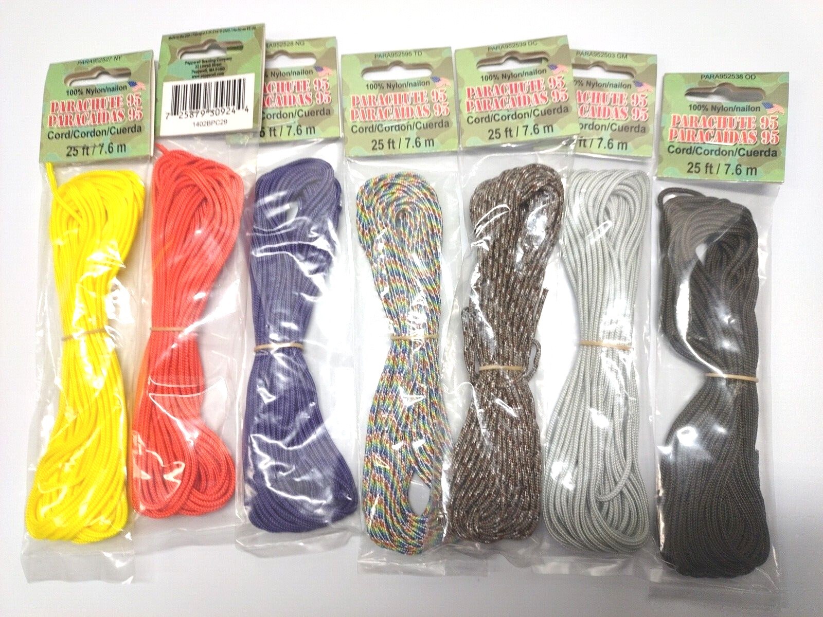 Parachute Paracord 95 – 25 ft / 7.6 m 100% Nylon PICK YOUR COLOR Crafting Cord